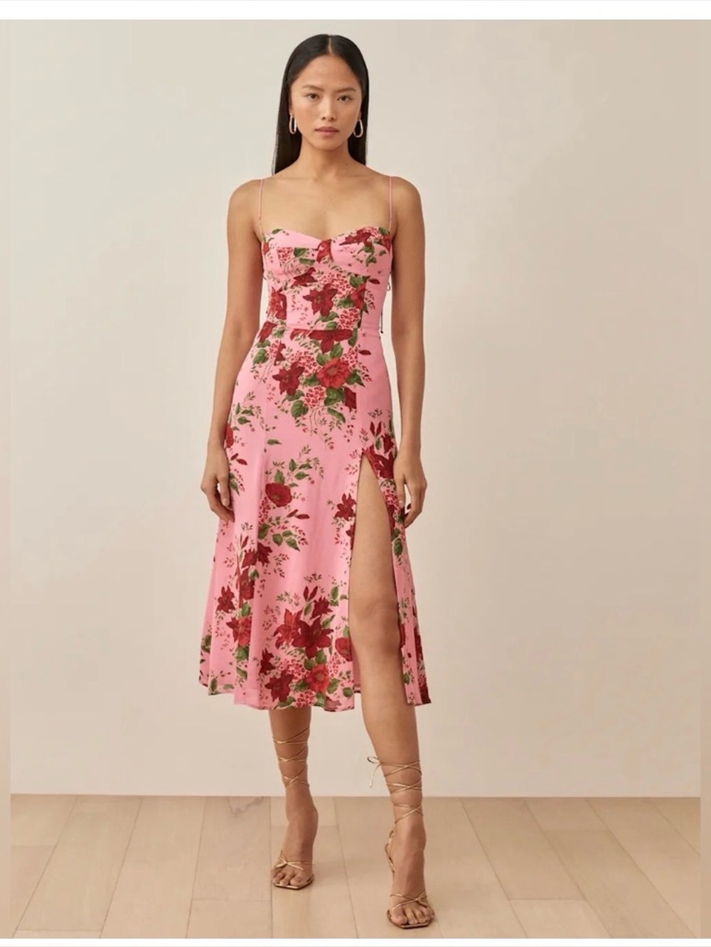 Reformation The Juliette Pink Floral Size 8
